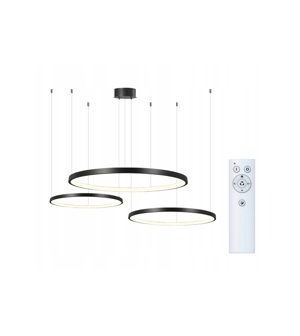 Czarna lampa wisząca Silva IV Large - okręgi LED ring  60/80/100cm