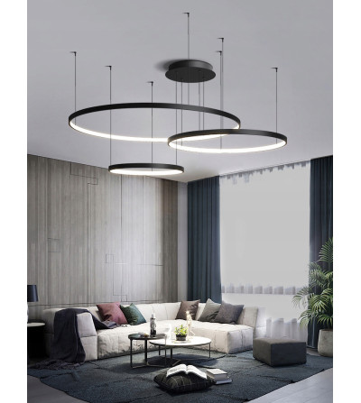 Czarna lampa wisząca Silva IV Large - okręgi LED ring  60/80/100cm