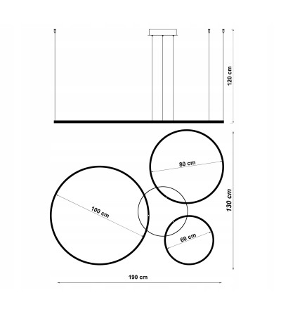 Złota lampa wisząca Silva IV Large - okręgi LED ring  60/80/100cm