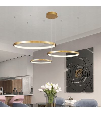 Złota lampa wisząca Silva IV Large - okręgi LED ring  60/80/100cm