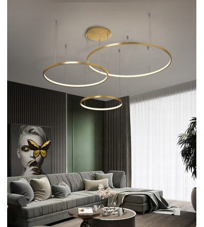 Złota lampa wisząca Silva IV Large - okręgi LED ring  60/80/100cm