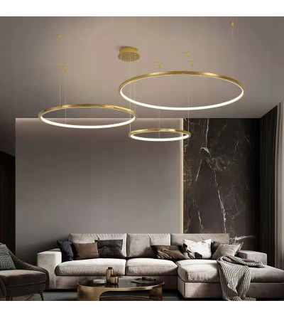 Złota lampa wisząca Silva IV Large - okręgi LED ring  60/80/100cm