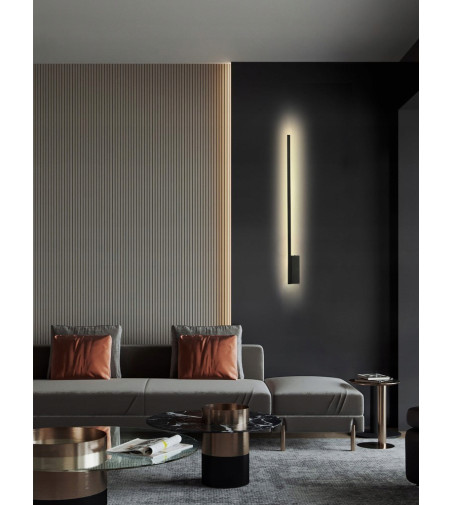 Prosty LINIOWY kinkiet LED PIRA III czarny nowoczesny 81cm