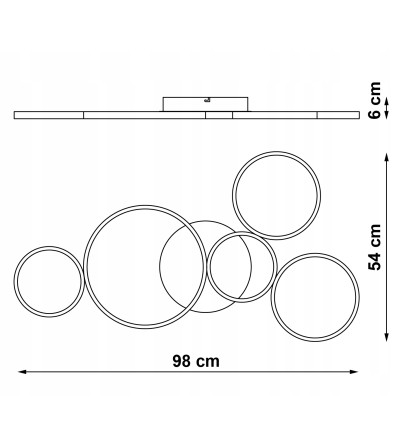 Czarny żyrandol plafon lampa wisząca LED okręgi ring 98cm pilot 2,4G