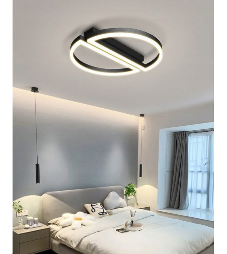 SILVA Zulu czarna lampa sufitowa nowoczesna okrągły LED Modern Plafon 42cm WOBAKO