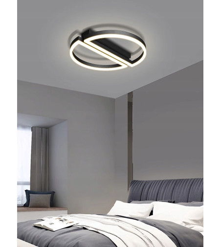 SILVA Zulu czarna lampa sufitowa nowoczesna okrągły LED Modern Plafon 42cm WOBAKO