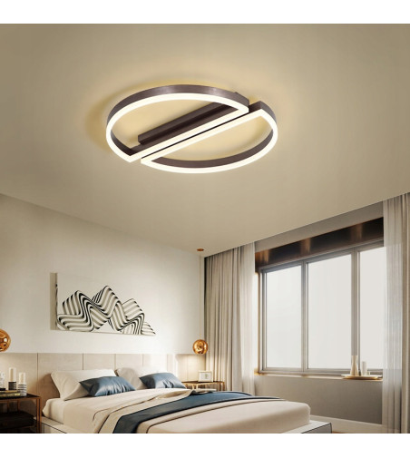 SILVA Zulu czarna lampa sufitowa nowoczesna okrągły LED Modern Plafon 42cm WOBAKO