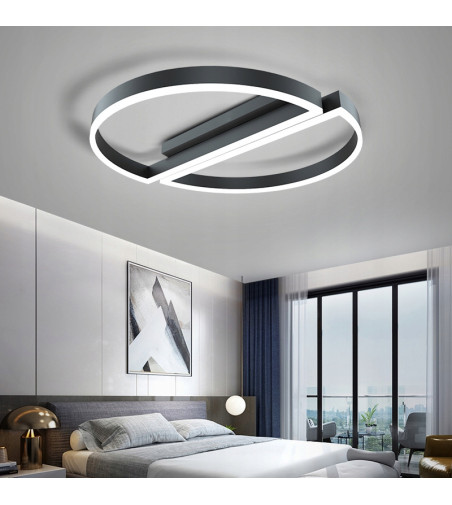 SILVA Zulu czarna lampa sufitowa nowoczesna okrągły LED Modern Plafon 42cm WOBAKO