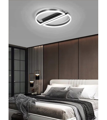 SILVA Zulu czarna lampa sufitowa nowoczesna okrągły LED Modern Plafon 42cm WOBAKO