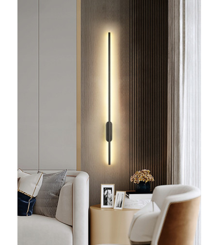 Kinkiet LED IZRA 60cm – nowoczesny czarny design, ciepłe światło 3000K