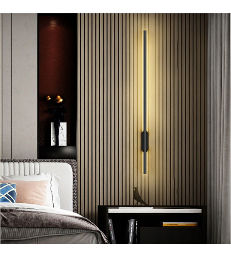 Kinkiet LED IZRA 60cm – nowoczesny czarny design, ciepłe światło 3000K