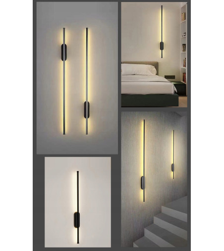 Kinkiet LED IZRA 60cm – nowoczesny czarny design, ciepłe światło 3000K