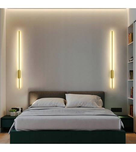 Liniowy kinkiet LED IZRA I 60 cm – elegancka złota lampa ścienna