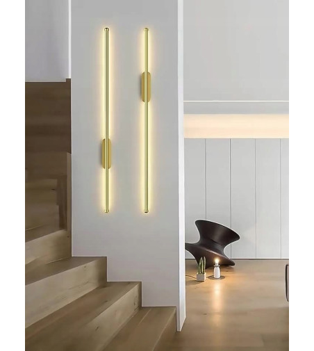 Liniowy kinkiet LED IZRA I 60 cm – elegancka złota lampa ścienna