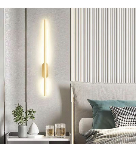 Liniowy kinkiet LED IZRA I 60 cm – elegancka złota lampa ścienna