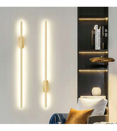 Liniowy kinkiet LED IZRA I 60 cm – elegancka złota lampa ścienna