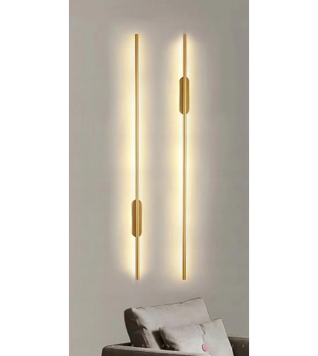Liniowy kinkiet LED IZRA I 60 cm – elegancka złota lampa ścienna