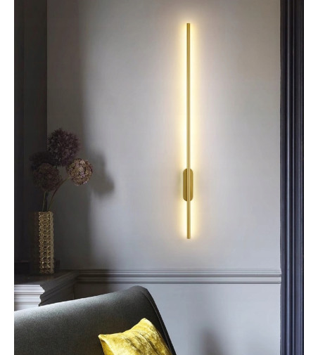 Liniowy kinkiet LED IZRA I 60 cm – elegancka złota lampa ścienna