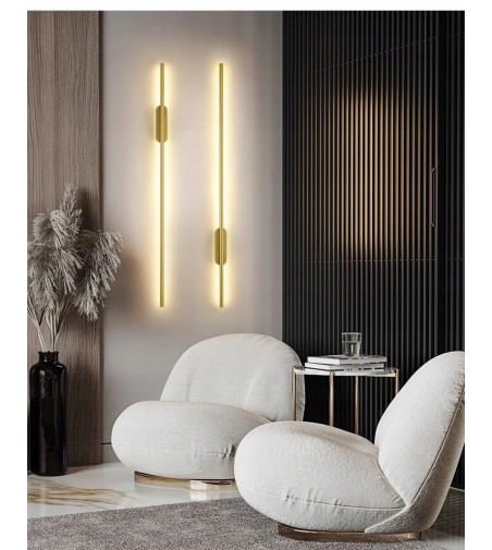 Liniowy kinkiet LED IZRA I 60 cm – elegancka złota lampa ścienna