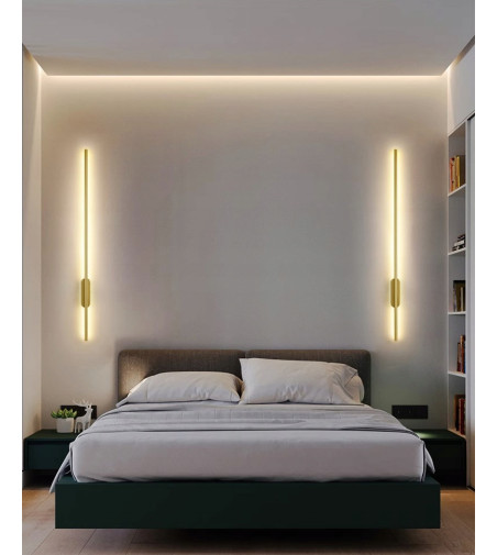 Liniowy kinkiet LED IZRA I 60 cm – elegancka złota lampa ścienna