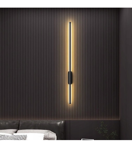 Liniowy kinkiet LED IZRA 90cm – elegancka czarna lampa ścienna