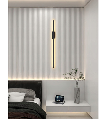 Liniowy kinkiet LED IZRA 90cm – elegancka czarna lampa ścienna