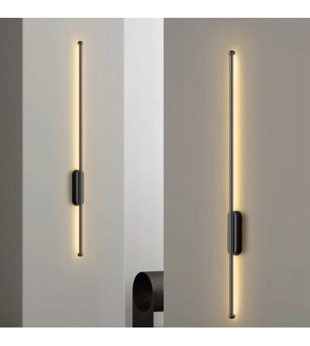 Liniowy kinkiet LED IZRA 120cm – elegancka czarna lampa ścienna