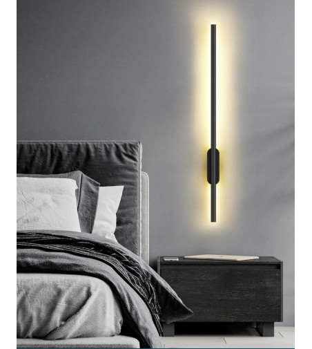 Liniowy kinkiet LED IZRA 120cm – elegancka czarna lampa ścienna