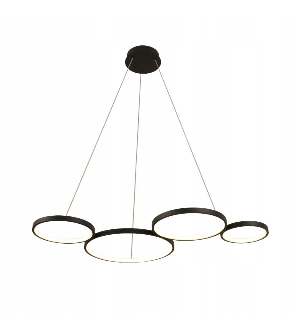 Lampa sufitowa LED czarna nowoczesna 4 pierścienie ringi do salonu Wobako