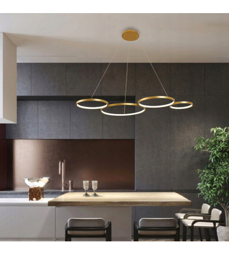 Złota Lampa Wisząca LED NOEMI IV - WOBAKO | Nowoczesne Oświetlenie