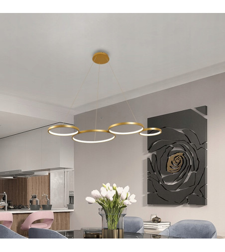 Złota Lampa Wisząca LED NOEMI IV - WOBAKO | Nowoczesne Oświetlenie