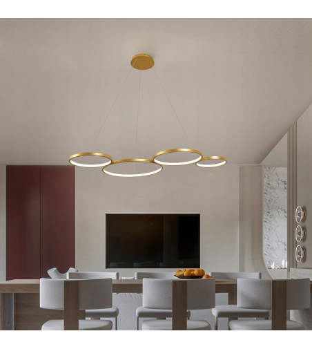 Złota Lampa Wisząca LED NOEMI IV - WOBAKO | Nowoczesne Oświetlenie