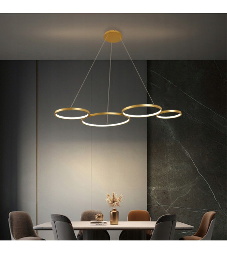 Złota Lampa Wisząca LED NOEMI IV - WOBAKO | Nowoczesne Oświetlenie