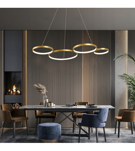 Złota Lampa Wisząca LED NOEMI IV - WOBAKO | Nowoczesne Oświetlenie