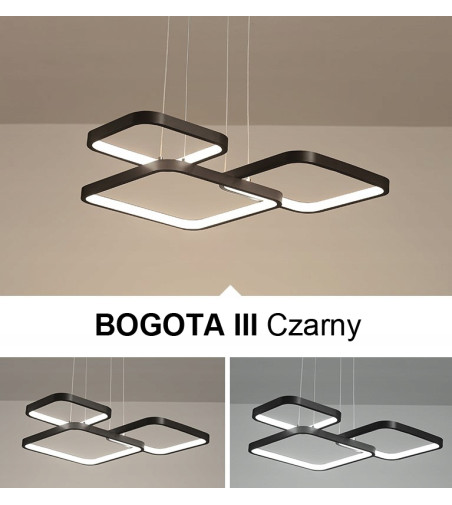 Czarna lampa LED BOGOTA III – geometryczna, regulowana wysokość | 55cm