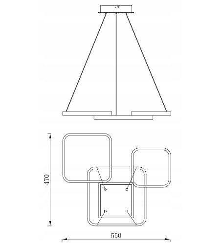 Czarna lampa LED BOGOTA III – geometryczna, regulowana wysokość | 55cm