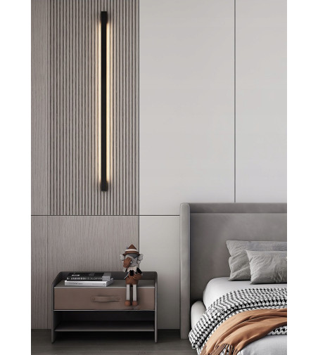 NIKO 120cm czarna nowoczesna lampa ścienna LED Kinkiet liniowy Wobako