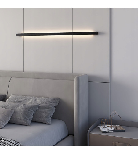 NIKO 120cm czarna nowoczesna lampa ścienna LED Kinkiet liniowy Wobako