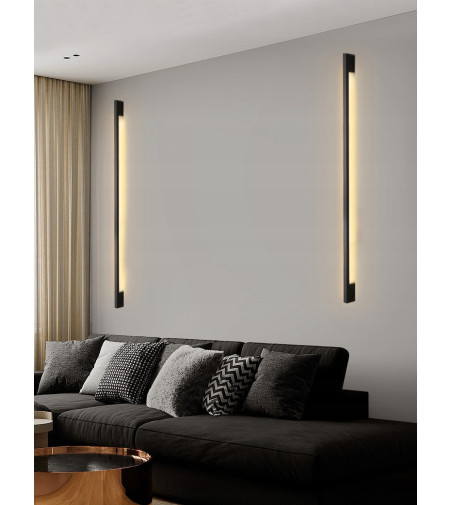 NIKO 120cm czarna nowoczesna lampa ścienna LED Kinkiet liniowy Wobako