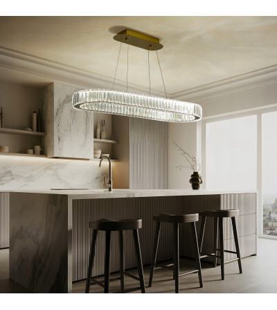 Lampa wisząca LED nad stół kryształowa pilot 90cm żyrandol Led PETRA WOBAKO