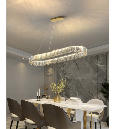 Lampa wisząca LED nad stół kryształowa pilot 90cm żyrandol Led PETRA WOBAKO