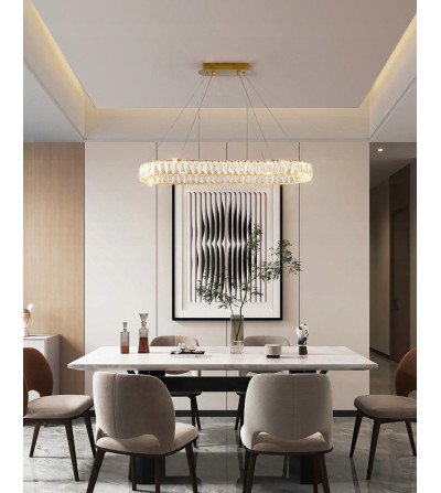 Lampa wisząca LED nad stół kryształowa pilot 90cm żyrandol Led PETRA WOBAKO