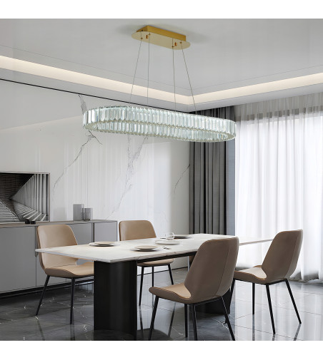 Lampa wisząca LED długa nad stół kryształowa 70cm żyrandol Led PETRA WOBAKO