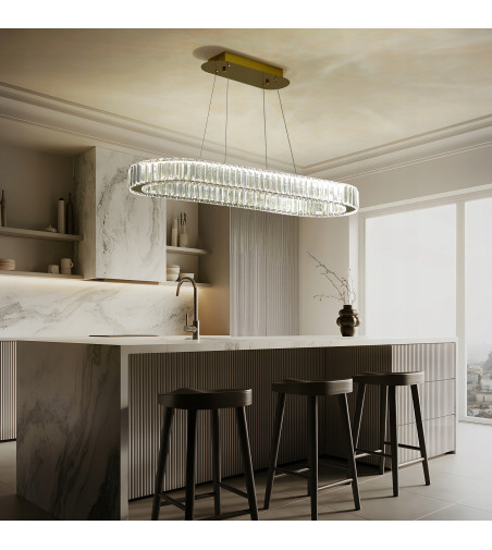 Lampa wisząca LED długa nad stół kryształowa 70cm żyrandol Led PETRA WOBAKO