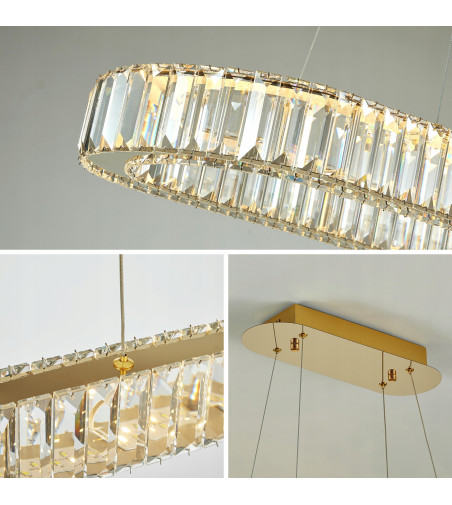 Lampa wisząca LED długa nad stół kryształowa 70cm żyrandol Led PETRA WOBAKO