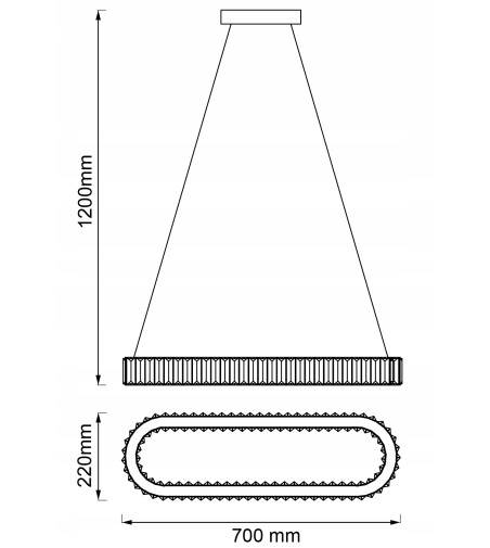 Lampa wisząca LED długa nad stół kryształowa 70cm żyrandol Led PETRA WOBAKO