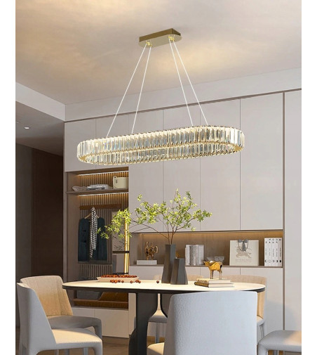 Lampa wisząca LED długa nad stół kryształowa 70cm żyrandol Led PETRA WOBAKO