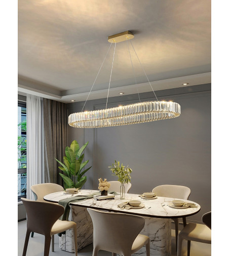 Lampa wisząca LED długa nad stół kryształowa 70cm żyrandol Led PETRA WOBAKO