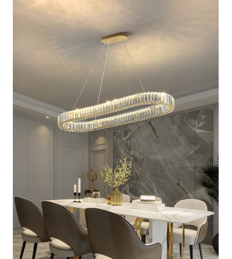 Lampa wisząca LED długa nad stół kryształowa 70cm żyrandol Led PETRA WOBAKO