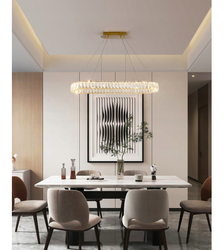 Lampa wisząca LED długa nad stół kryształowa 70cm żyrandol Led PETRA WOBAKO